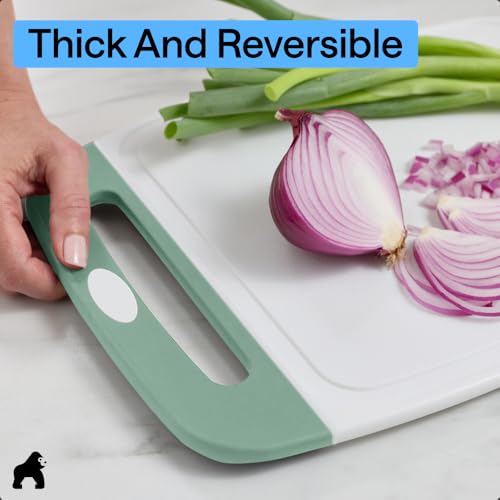 BPA Free Reversible Kitchen Cutting Board (Mint/White / Large (Pack of 3))