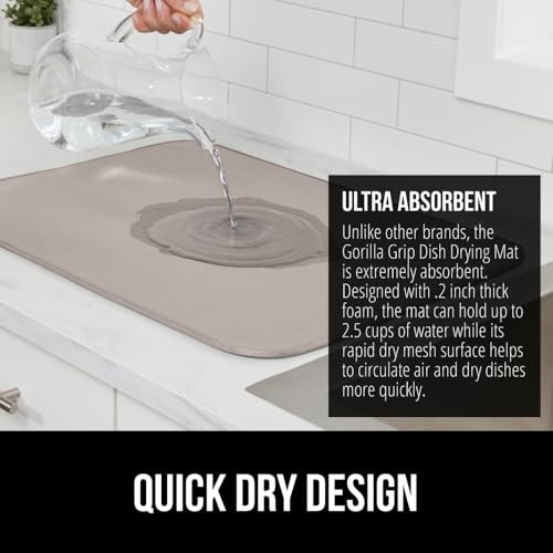 Ultra Absorbent Microfiber Dish Drying Mat (18" x 32" / Microfiber / Almond)