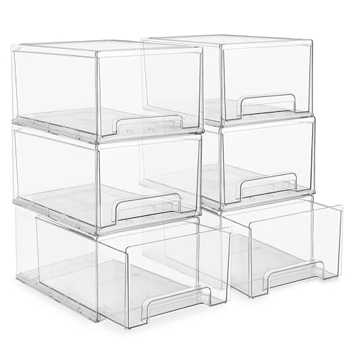 Clear Storage Drawers for Refrigerator (6 Pack / Large)