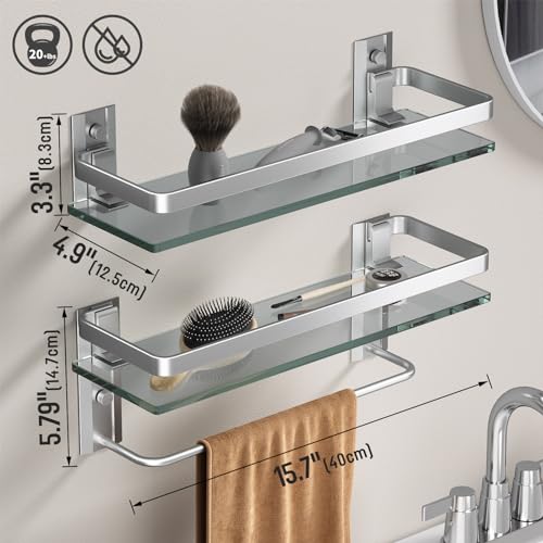 Bathroom Shelves Wall Mounted (Silver / Combo Set)