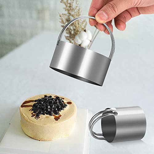 5 Pieces Cookie Cutters Round Cutters Stainless Steel Biscuit Cutter with Handle in Graduated Sizes Round Shape Molds (5 Sizes With Handle)