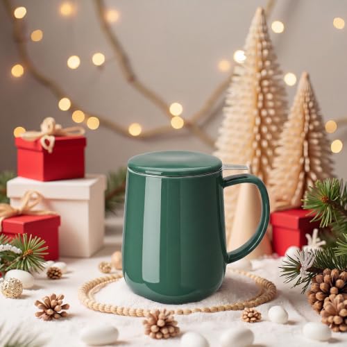 20 OZ Porcelain Tea Mug with Infuser and Lid (Sage Green)