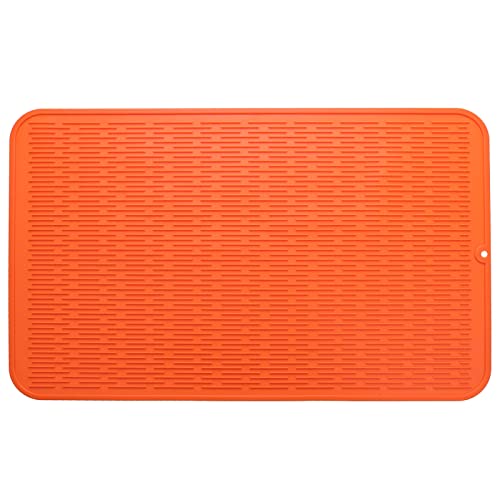 Silicone Dish Drying Mat for Multiple Usage (Orange / 28"L x 18"W)