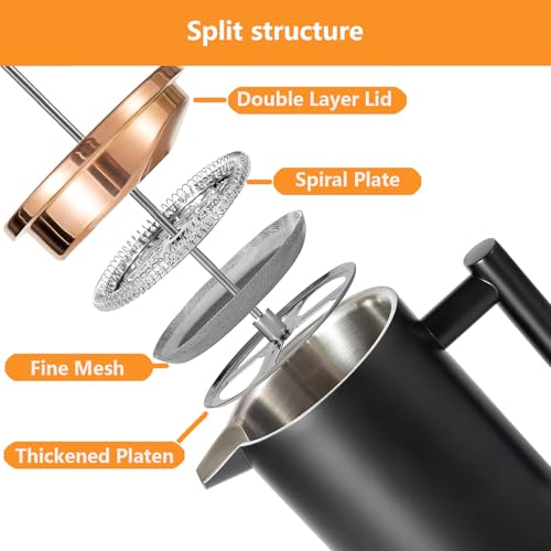 Black French Press Stainless Steel 34oz (34 oz / Black)