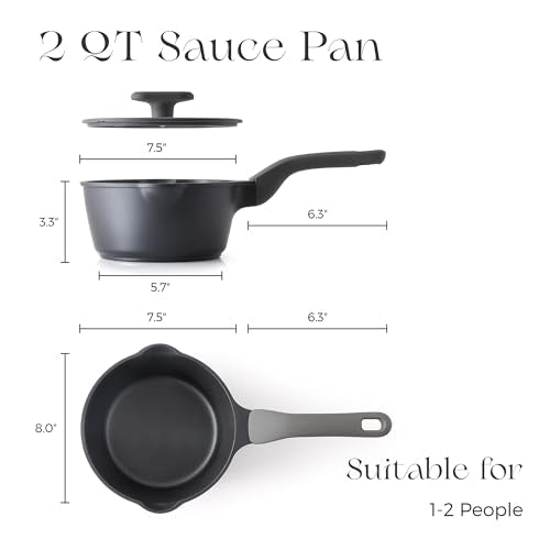 Nonstick Saucepan with Lid (2 Quarts / Black Sesame)