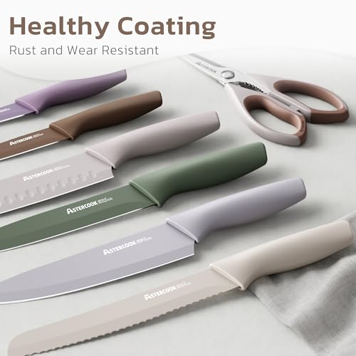 Knife Set 13 Pieces Kitchen Knives Set with Healthy Anti (Morandi)
