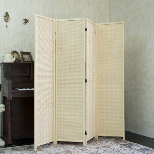 4 Panel Bamboo Room Divider (Beige / 4 Panel)