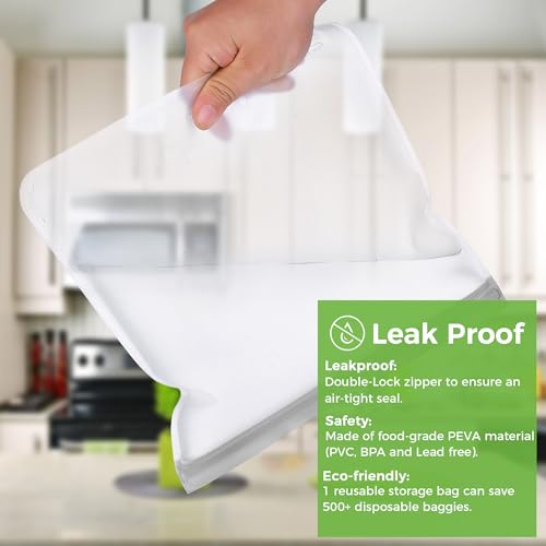 6 Pack Reusable Gallon Freezer Bags Dishwasher Safe (6 Pack-6 Gallon / Gray)
