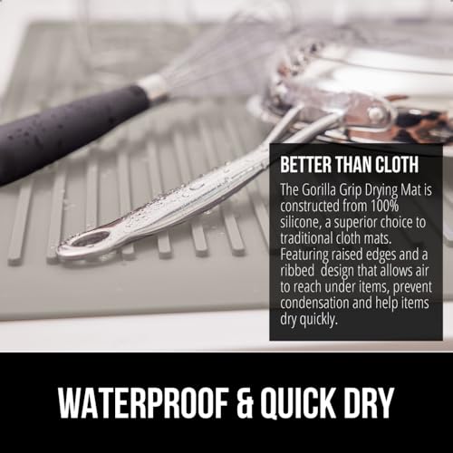 Patented BPA Free Silicone Dish Drying Mat (16" x 12" / Silicone / Almond)