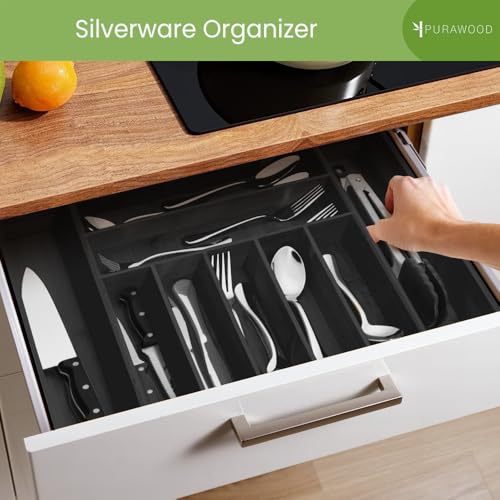 Bamboo Drawer Organizer (Black / 9 Slot)