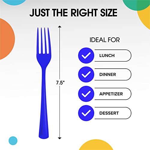 Dark Blue Plastic Forks 200 Pcs Dark Blue Forks Disposable Utensils Heavy Duty Plastic Cutlery Set Disposable Cutlery Sets Flatware Sets Silverware Set Party Supplies & Party Tableware (Dark Blue / Forks)