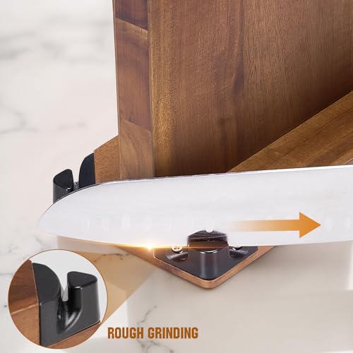 15.2" Extra Large Magnetic Knife Block with Dual Sharpeners (15.2 x 9 Inches)