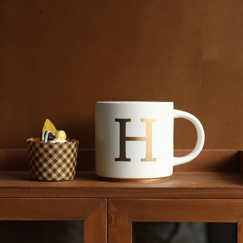Monogram Ceramic Mugs (gold-H)