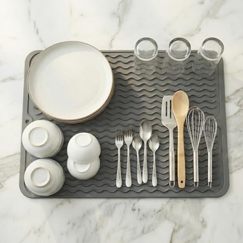 Silicone Dish Drying Mat (Gray / 16"L x 12"W)