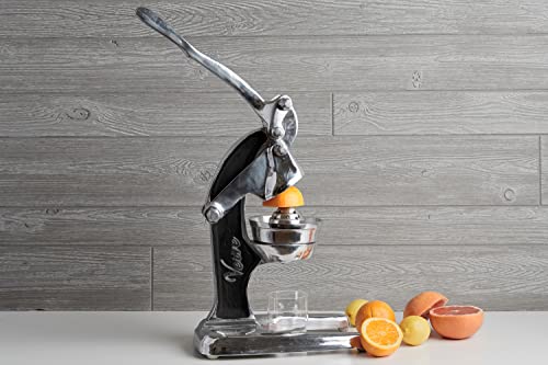 Artisan Cast Aluminum Professional Grade Manual Hand Press Juicer for Orange (Black)