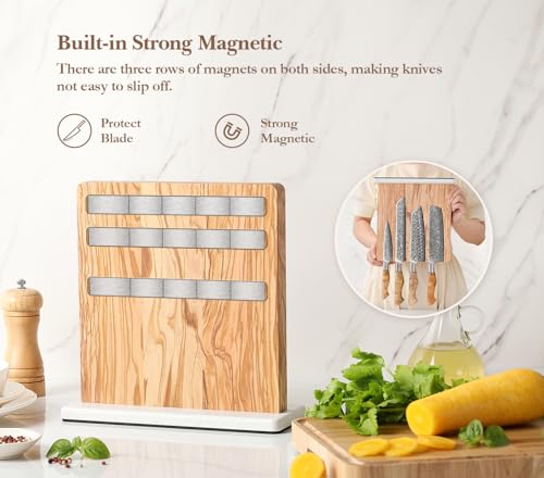Double sided Magnetic Knife Holder without Knives (Olive Wood Knife Holder)