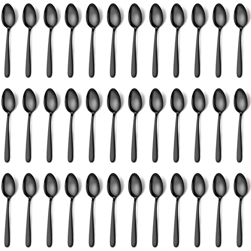 36 Pieces Black Teaspoons Set (36 Pcs 6.2'' Black Teaspoons)