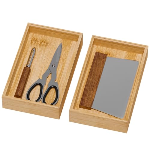 Bamboo Kitchen Drawer Organizer (10 x 6 x 2 Inch / Yellow)