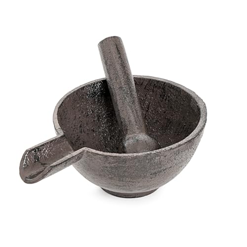 Cast Iron 3.9 Inches Mortar with Pour Spout and 3.9 Inches Pestle