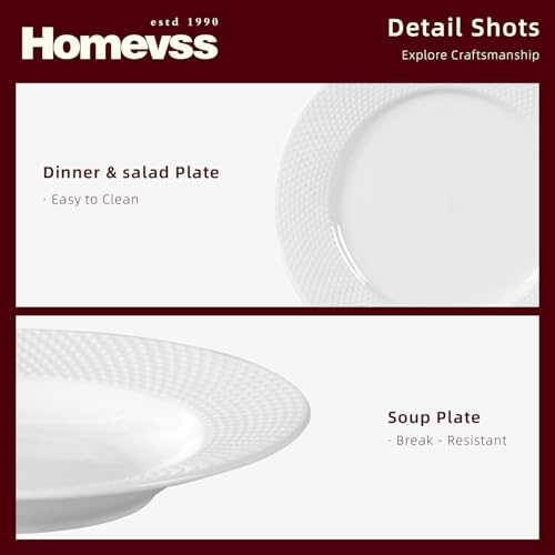 HomeVss New Bone China Dinnerware Set (Rain Drops / Service for 4 - 20pc Set)