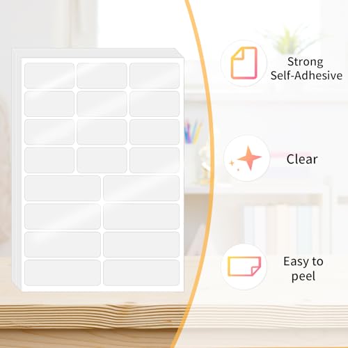 Transparent Stickers Labels (Clear / 1 x 2 inches, 1 x 3 inches Set)