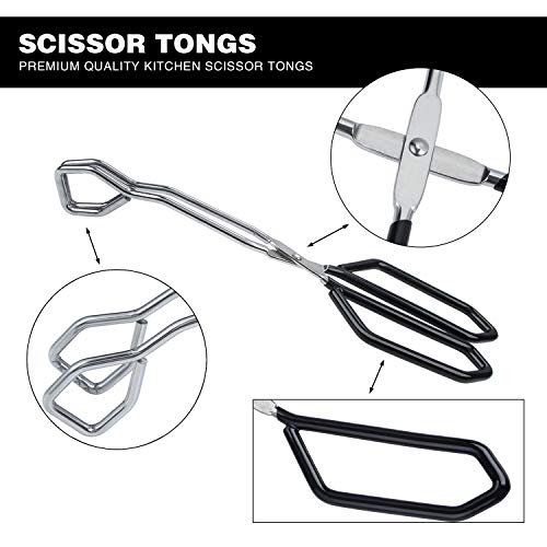 Stainless Steel Scissor Tongs Heavy Duty Cooking Tongs with Soft Handles