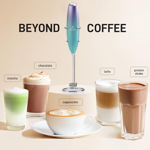 Powerful Milk Frother Wand With Duracell Batteries (Spectral Sea / Double Whisk + Batteries)