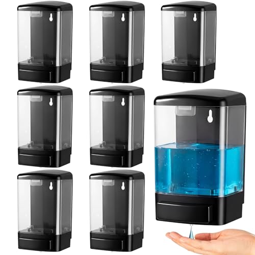 8 Pcs Wall Mounted Soap Dispenser (Black and Clear / 33.8 oz 1000 ml)
