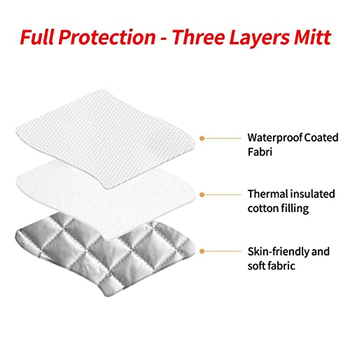 White Gold Marble Oven Mitts and Pot Holders Sets of 3 Heat Resistant Oven Gloves Hot Pads Non (White Gold Marble)