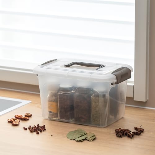 4 Packs 8.5 QT Storage Bins with Lids Clear Plastic Bins with Grey Handle Stackable Storage Containers for Organizing (8.5QT / 4 PACK)