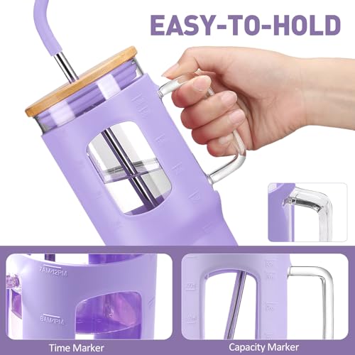 32 oz Glass Tumbler with Straw and Lid (Purple / 32 Ounces)