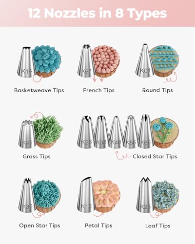 71 Cake Decorating Kit Baking Supplies Tools for Beginners & Pros (Light Pink)