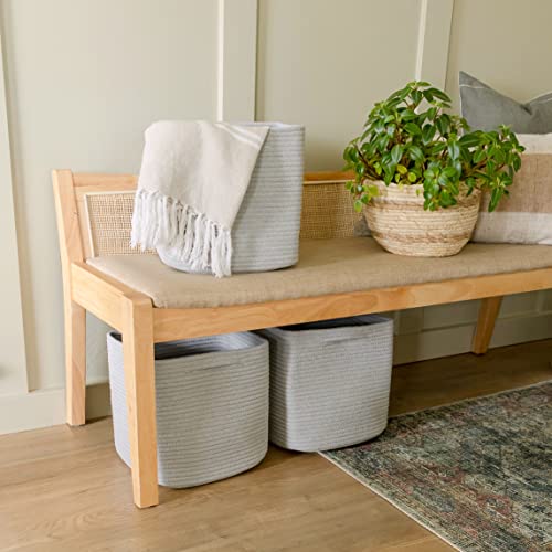 Storage Cubes 11 Inch Cotton Rope Woven Baskets for Organizing (Gray)
