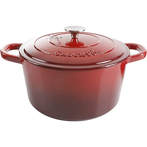 Artisan 7 Quart Round Enameled Cast Iron Dutch Oven (Scarlet Red / 7-Quart)