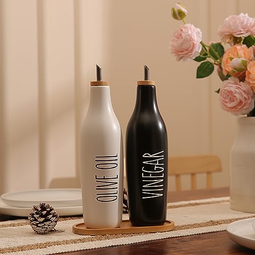 Olive Oil and Vinegar Dispenser Set (Print-Black White&Tary)