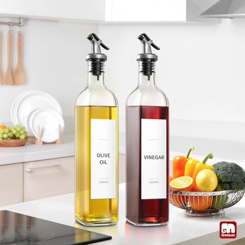 Oil and Vinegar Dispenser Bottles Set (Clear / 17 Ounces-2 Pack)
