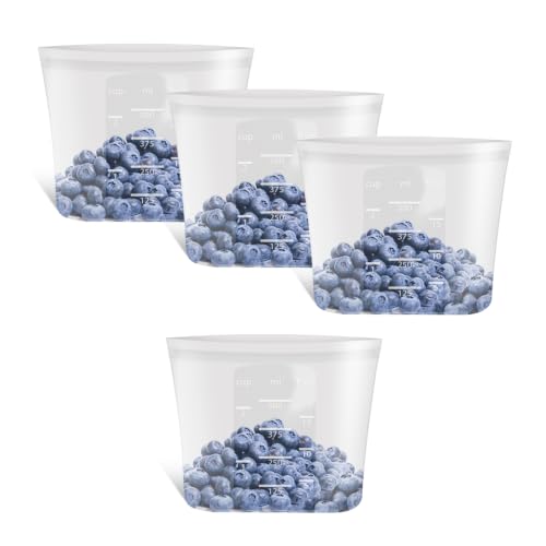 100% Platinum Silicone Reusable Food Storage Bags (Clear | 17oz | 4 Pack)