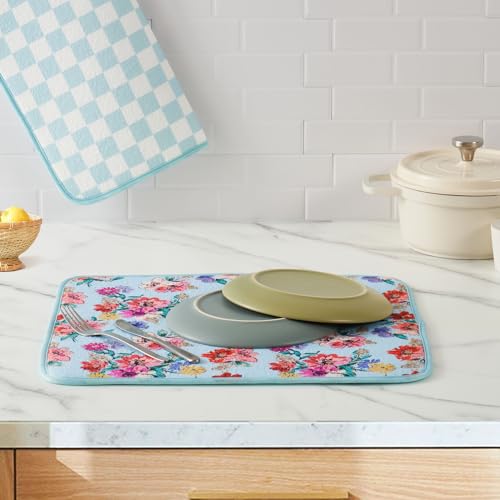 Dish Drying Mats 2 Pack (18''X24'' / Checkerboard Florals)