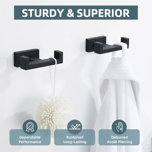 Bathroom Towel Hook Matte Black (2 Pack / Matte Black)