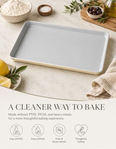 Ceramic Baking Sheet Half Size 17"x11" (Half Ceramic Sheet Cream)