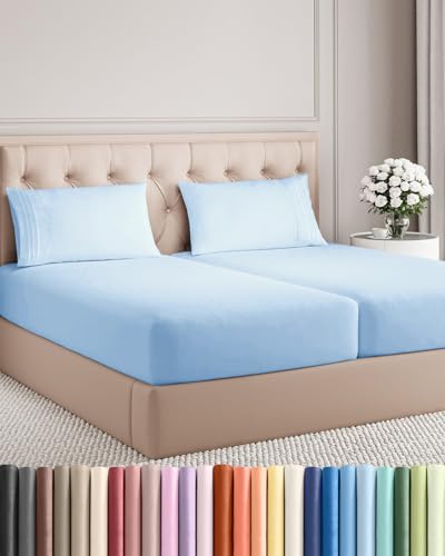 Split King Size 5 Piece Sheet Set (21 - Baby Blue / Split King Size)