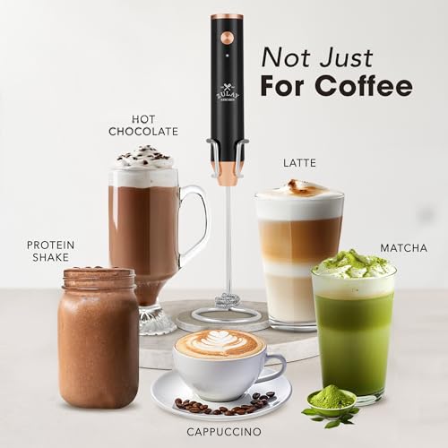 Rechargeable Milk Frother Handheld (Black Copper / Rechargeable Z1 Motor Max)
