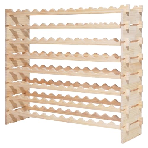 96 Bottle Stackable Modular Wine Rack (Natural Wood Color / 8-Tier 96 Bottles)