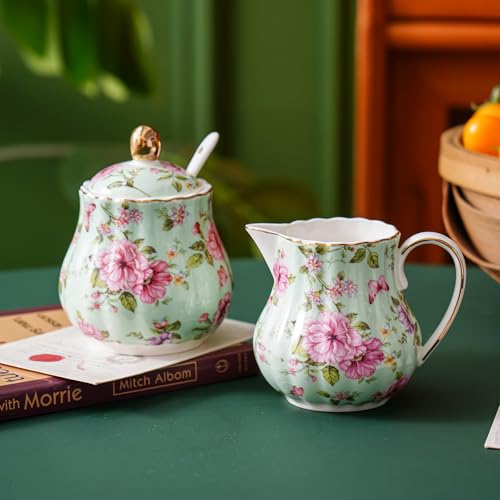 Ceramic Sugar and Creamer Set (Green)