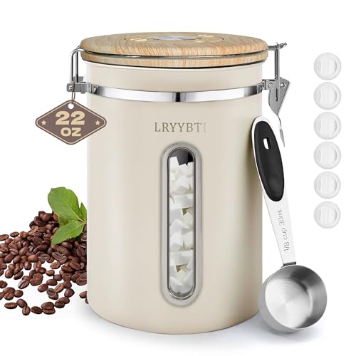 22OZ Coffee Canister Airtight Stainless Steel (Cream / 22 oz)