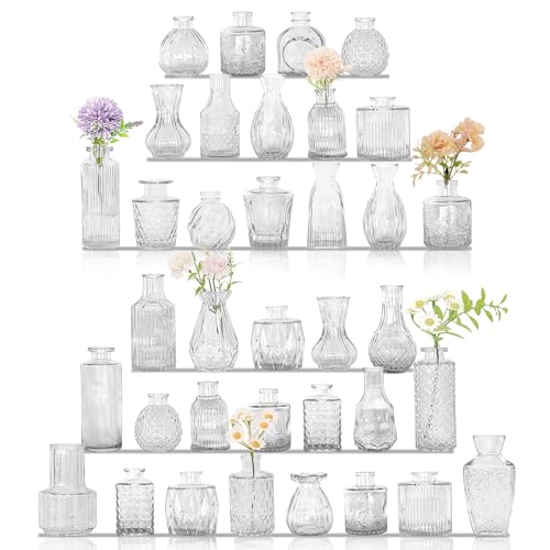Set of 36 Glass Bud Vases Small Flower Vases for Centerpieces (Clear)