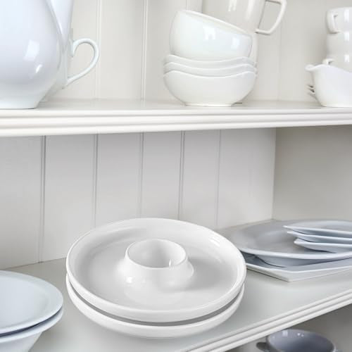 Egg Cup Set 2 Ceramic Holders with Spoons