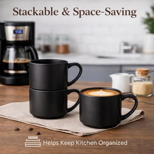 14 OZ Coffee Mugs Set of 12 (Matte Black / Set of 12(14 Ounces))