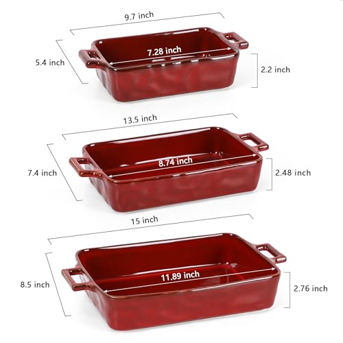Ceramic Bakeware Set (Set of 3 / Cherry Red)