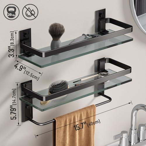 Bathroom Shelves Wall Mounted (Black / Combo Set)